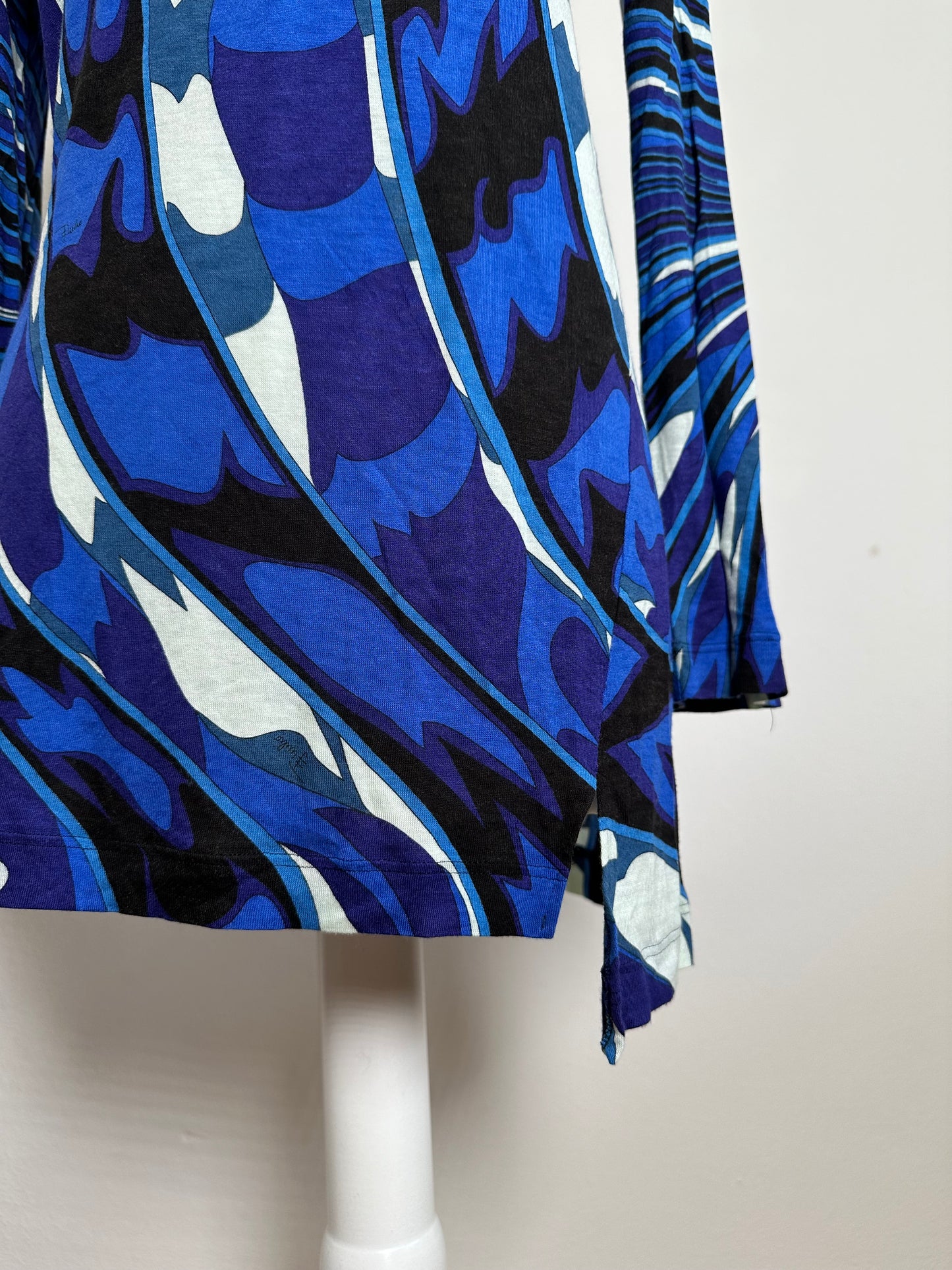 Vintage Emilio Pucci Viscose Jersey Mini Dress Blue Multicolor S