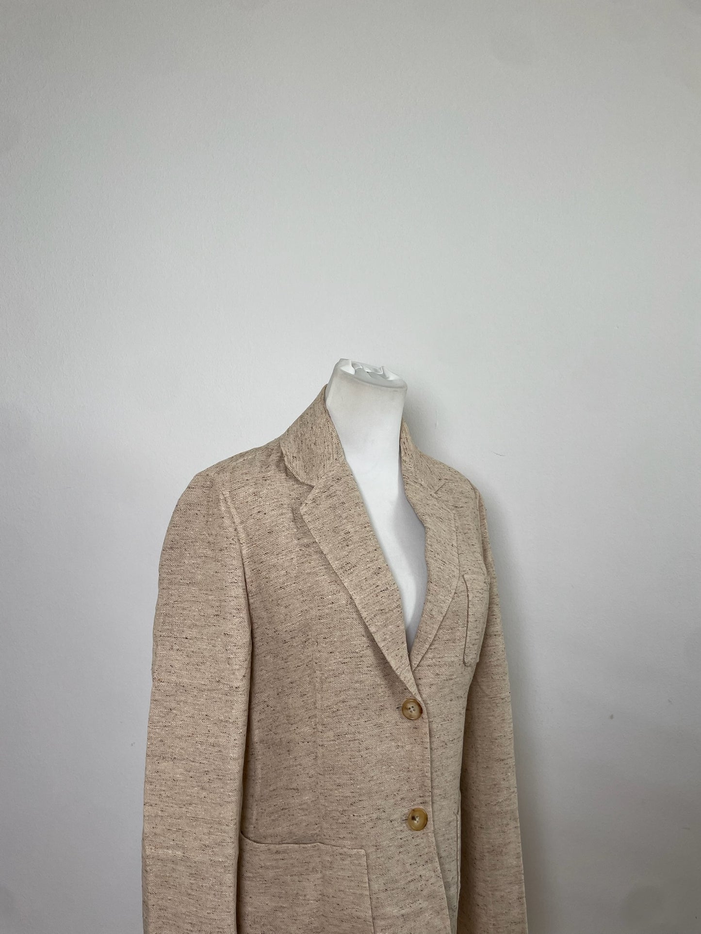 Vintage Celine Wool Silk Blend Blazer Beige M