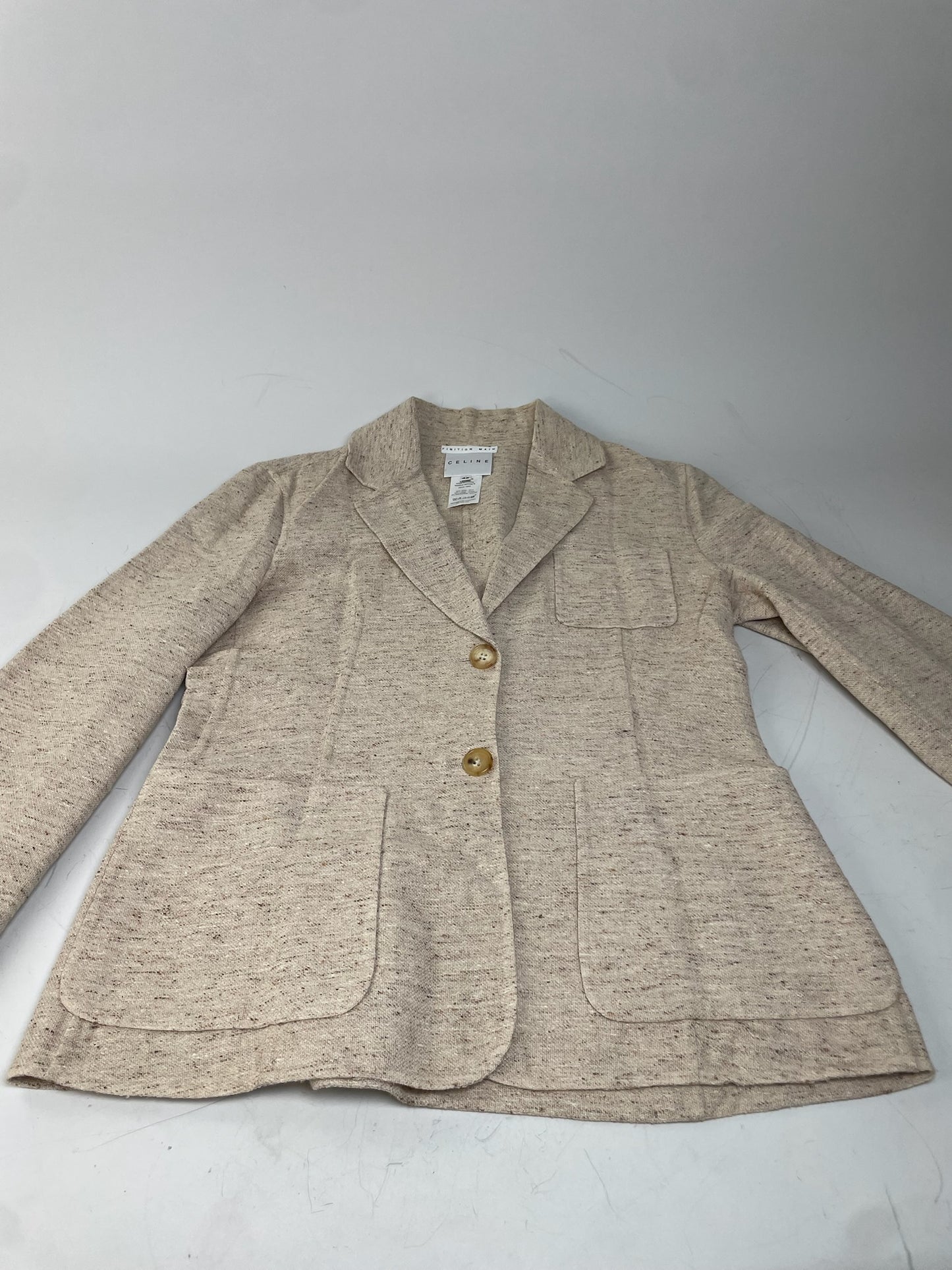 Vintage Celine Wool Silk Blend Blazer Beige M