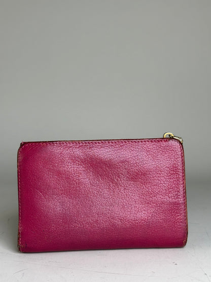 Vintage Miu Miu Saffiano Leather Wallet Fuchsia Gold