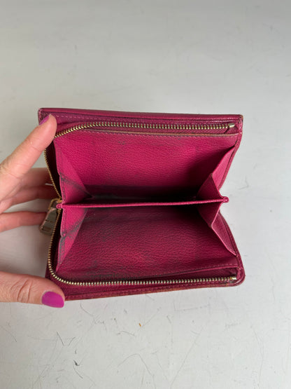 Vintage Miu Miu Saffiano Leather Wallet Fuchsia Gold