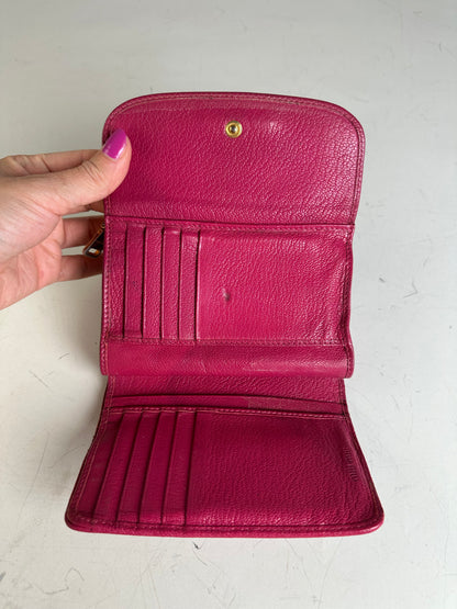 Vintage Miu Miu Saffiano Leather Wallet Fuchsia Gold