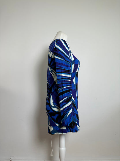 Vintage Emilio Pucci Viscose Jersey Mini Dress Blue Multicolor S