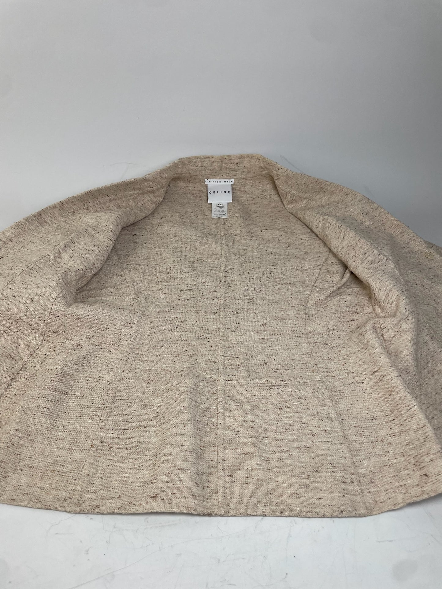 Vintage Celine Wool Silk Blend Blazer Beige M