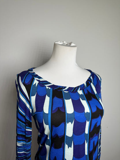 Vintage Emilio Pucci Viscose Jersey Mini Dress Blue Multicolor S