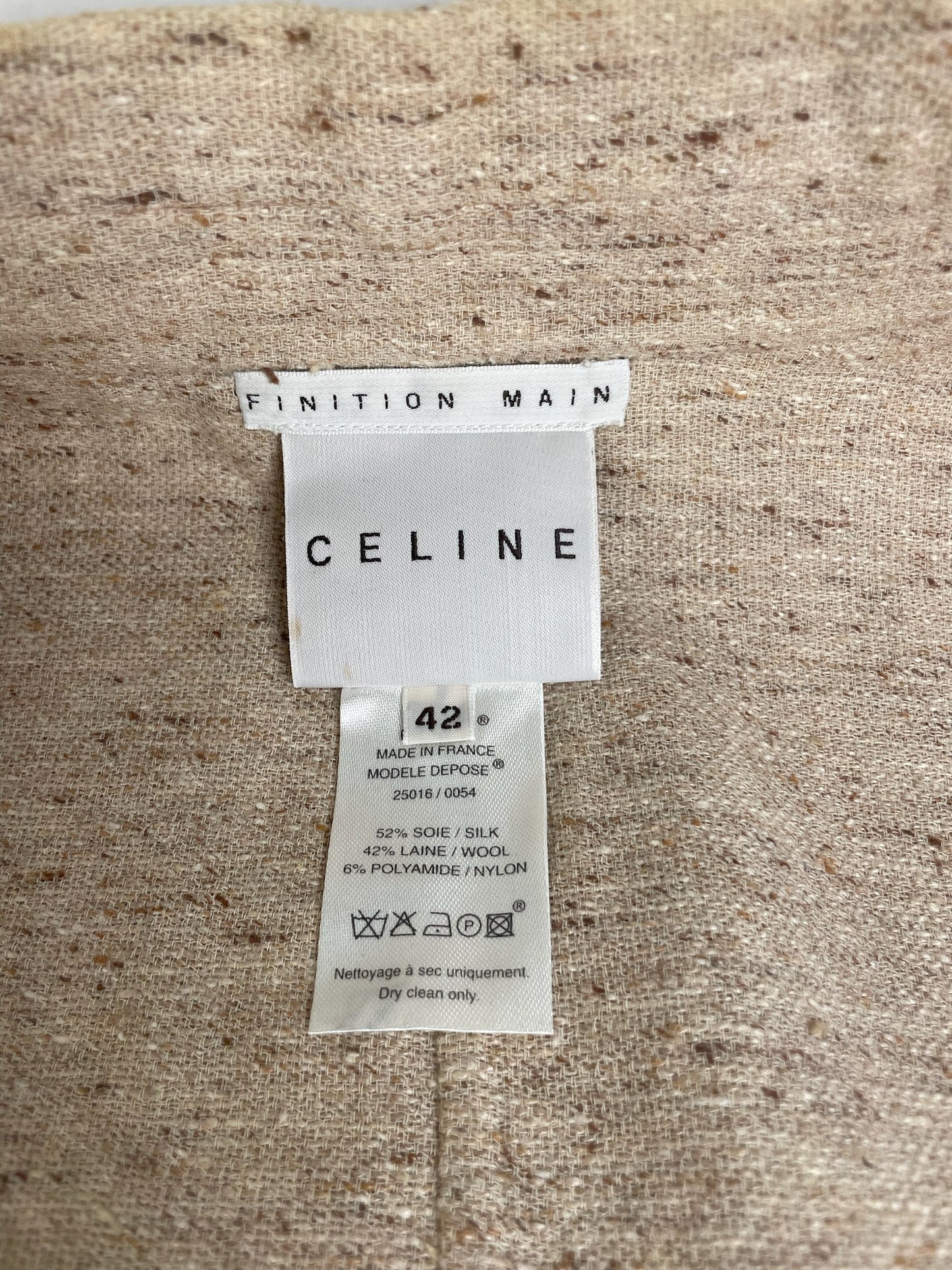 Vintage Celine Wool Silk Blend Blazer Beige M