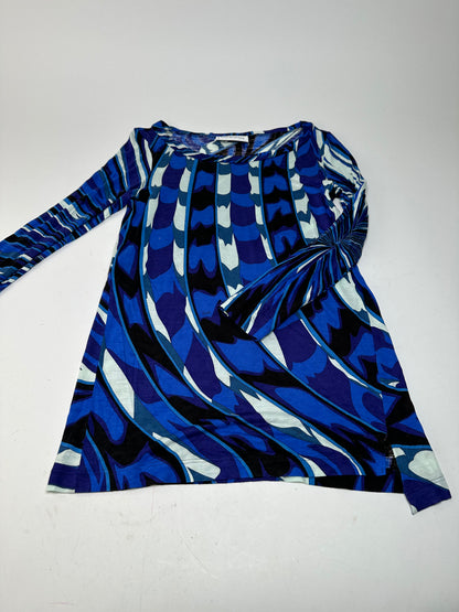 Vintage Emilio Pucci Viscose Jersey Mini Dress Blue Multicolor S