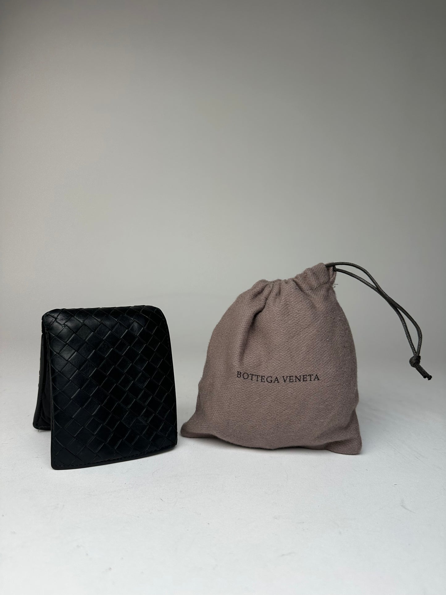 Vintage Bottega Veneta Intrecciato Flap Wallet Black