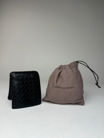 Vintage Bottega Veneta Intrecciato Flap Wallet Black