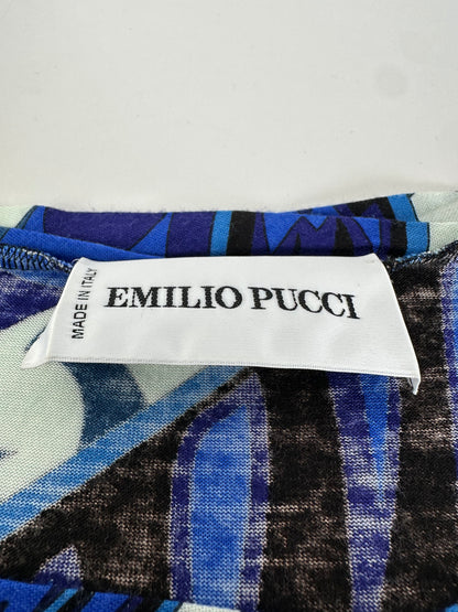 Vintage Emilio Pucci Viscose Jersey Mini Dress Blue Multicolor S