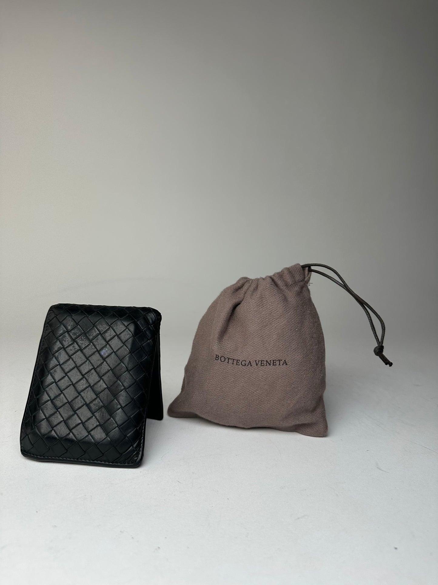 Vintage Bottega Veneta Intrecciato Flap Wallet Black