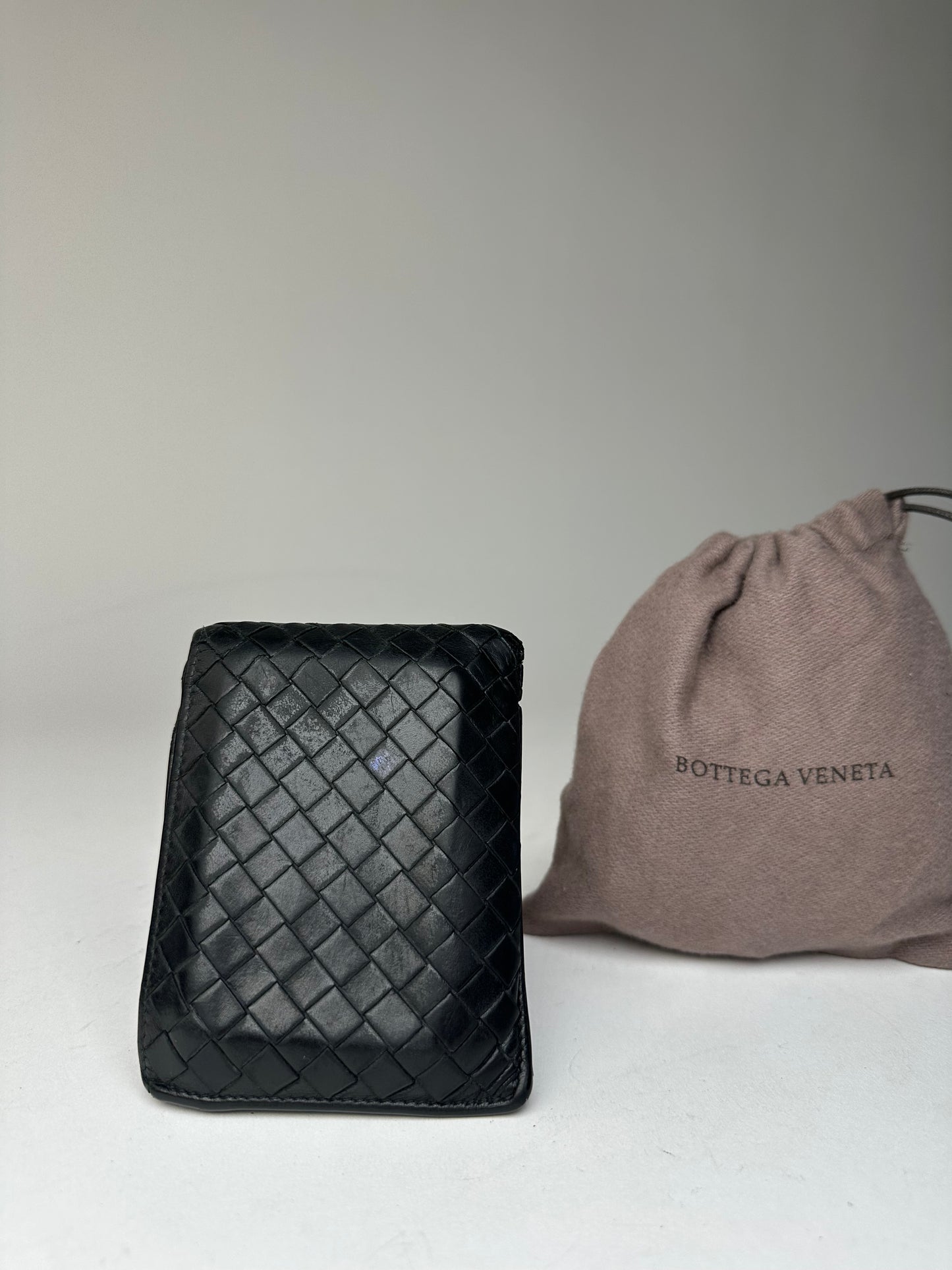 Vintage Bottega Veneta Intrecciato Flap Wallet Black