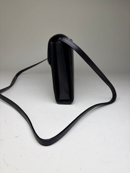 Vintage Givenchy Leather Crossbody Bag Black Gold