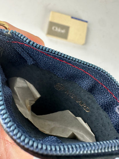 Vintage Chloé Leather Coin Purse Navy Red Stitching Gold