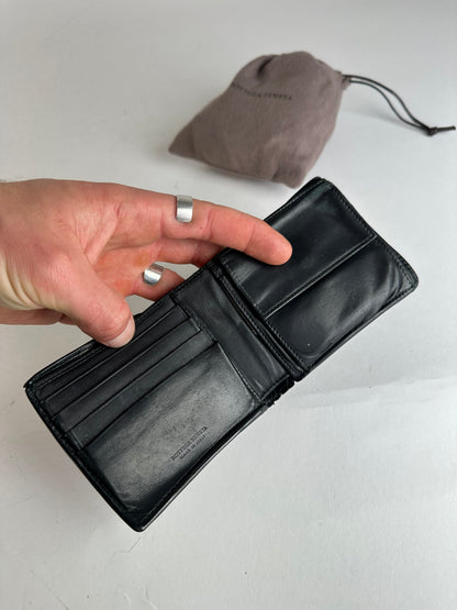 Vintage Bottega Veneta Intrecciato Flap Wallet Black