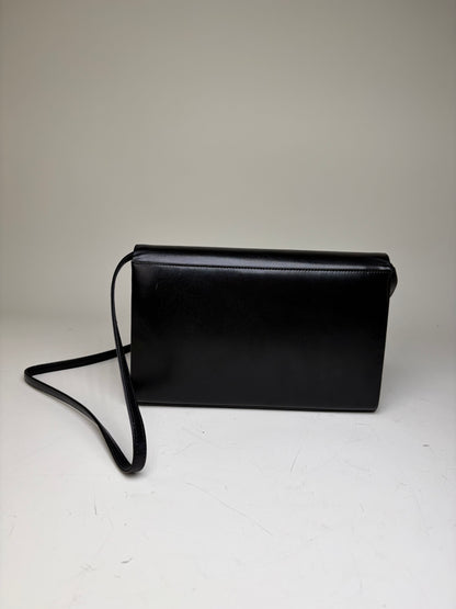 Vintage Givenchy Leather Crossbody Bag Black Gold