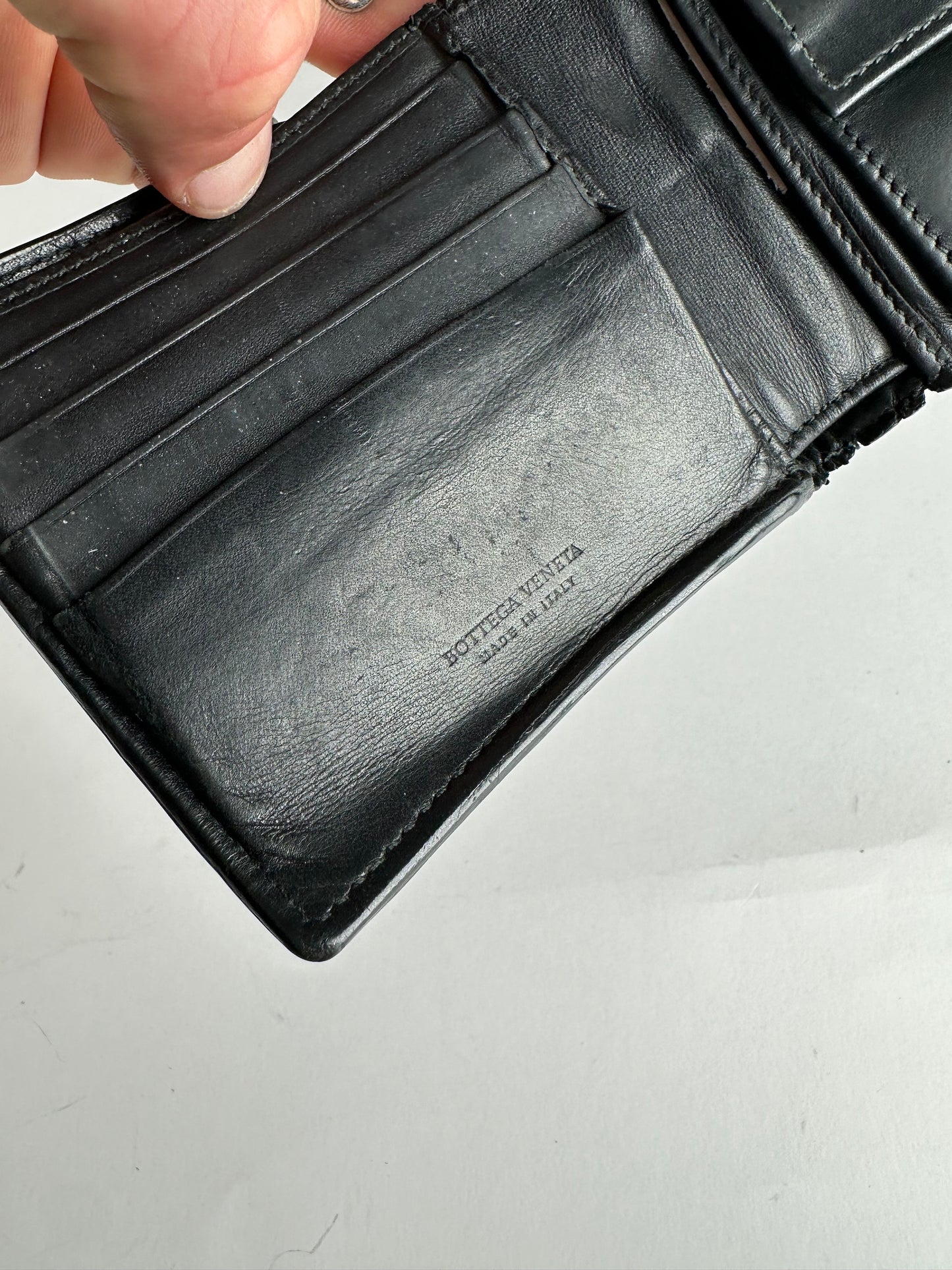 Vintage Bottega Veneta Intrecciato Flap Wallet Black