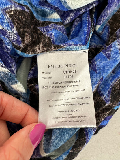 Vintage Emilio Pucci Viscose Jersey Mini Dress Blue Multicolor S