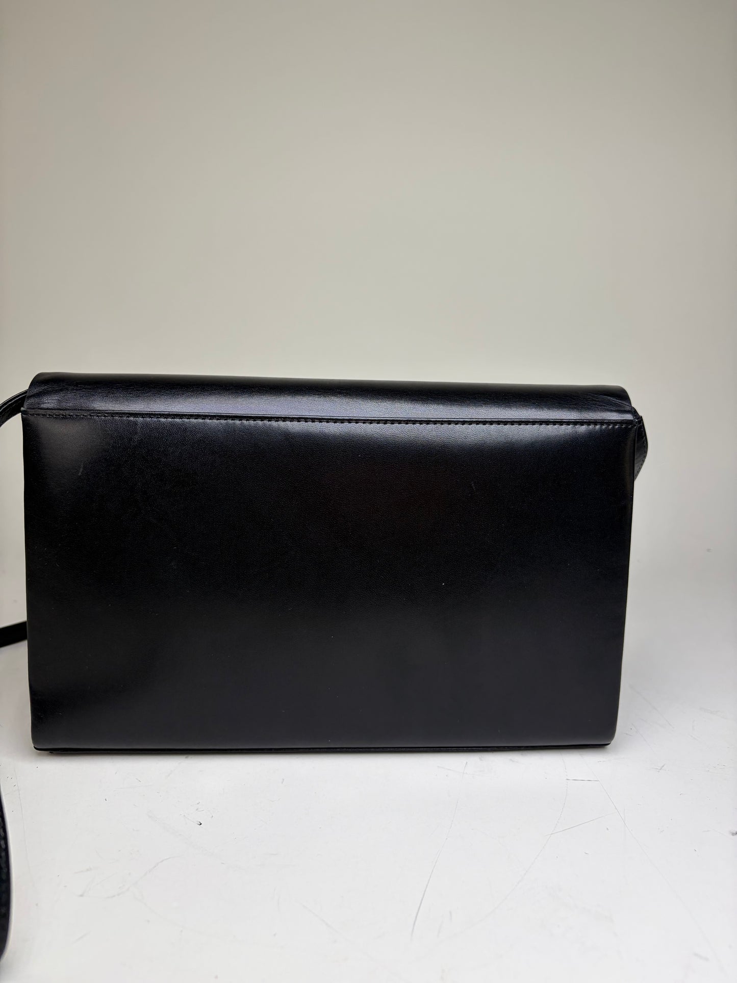 Vintage Givenchy Leather Crossbody Bag Black Gold