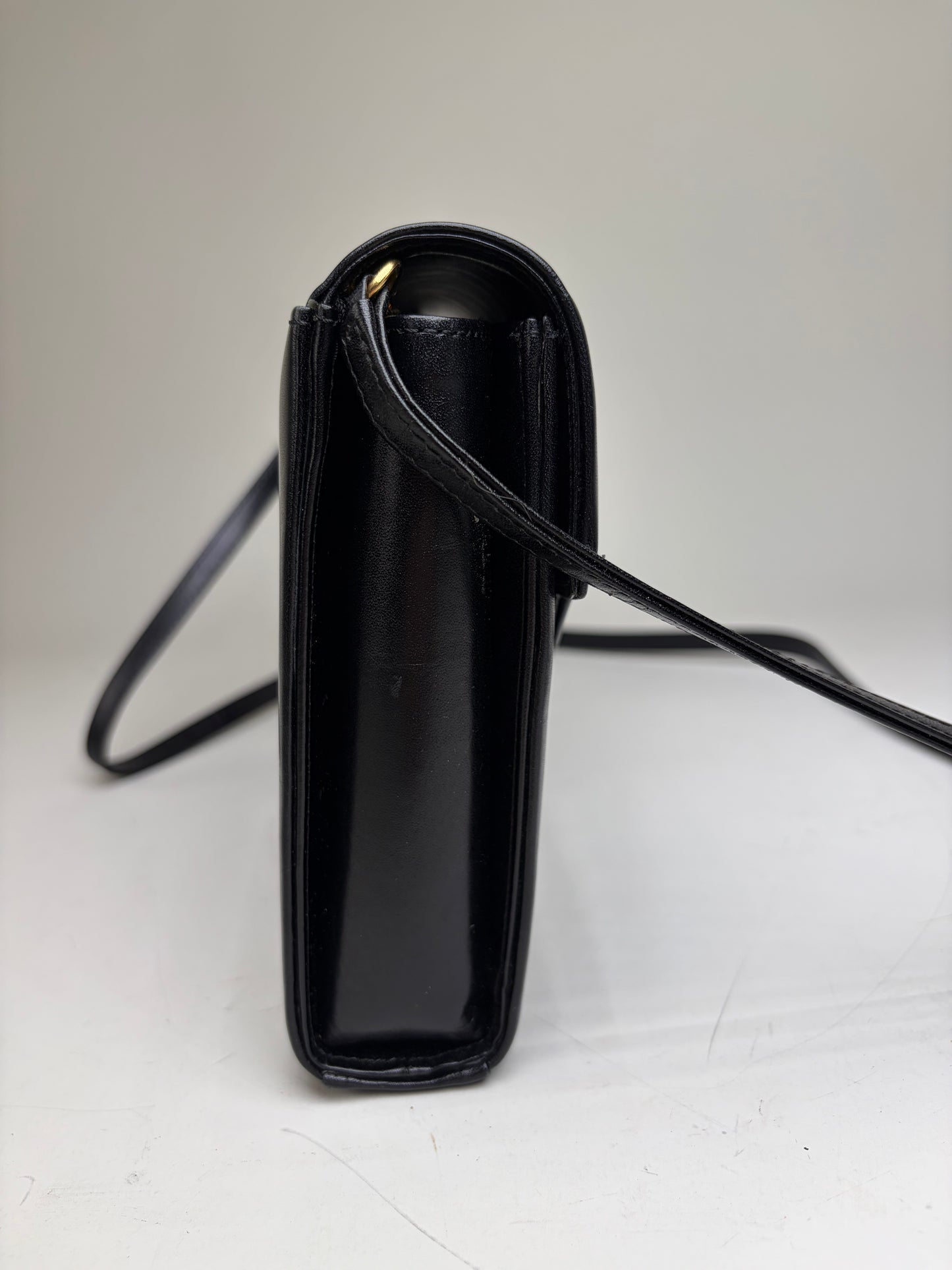 Vintage Givenchy Leather Crossbody Bag Black Gold