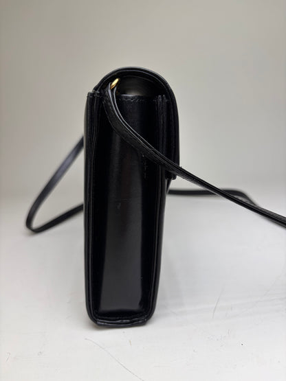 Vintage Givenchy Leather Crossbody Bag Black Gold