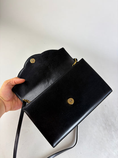 Vintage Givenchy Leather Crossbody Bag Black Gold