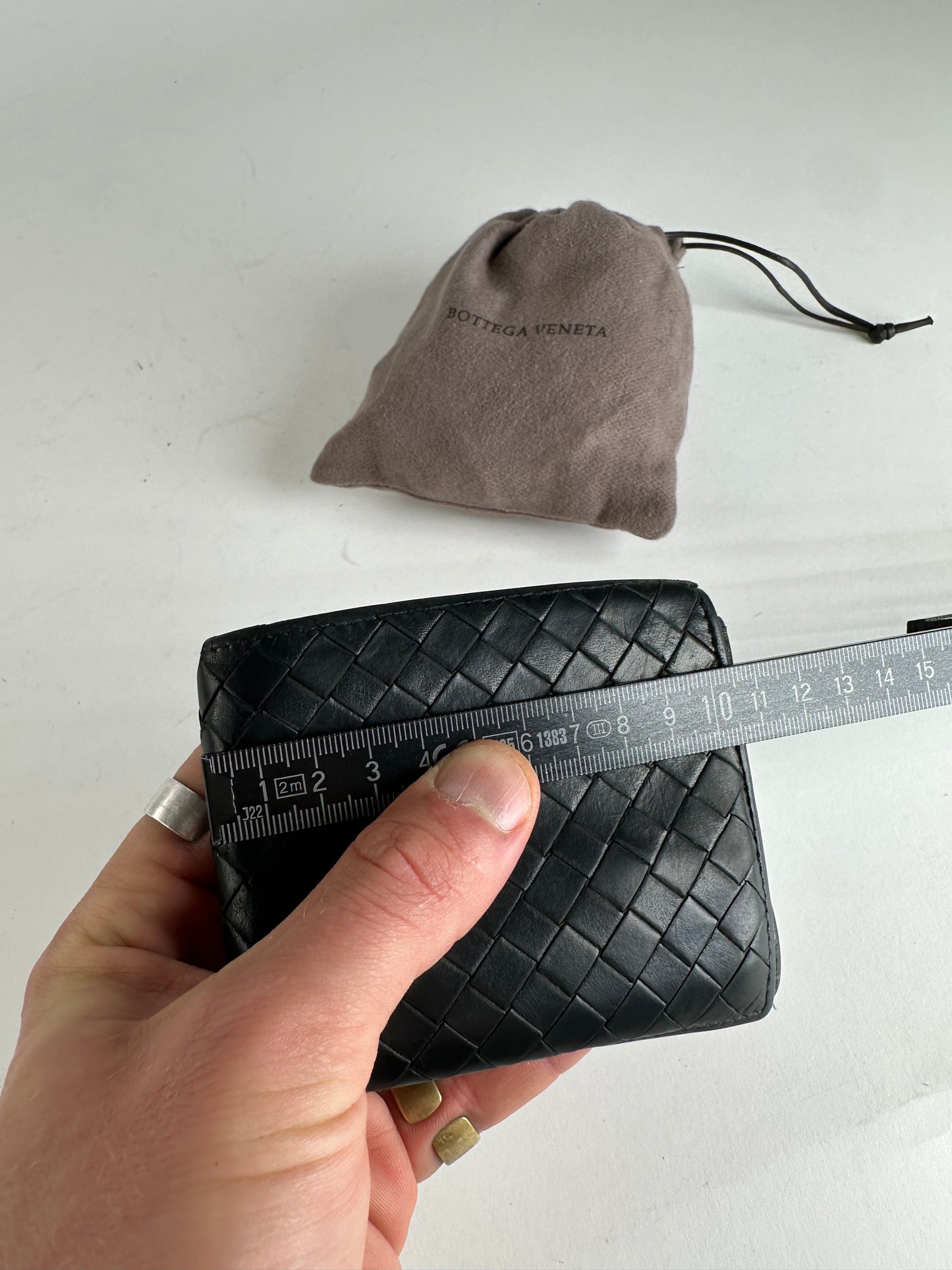 Vintage Bottega Veneta Intrecciato Flap Wallet Black