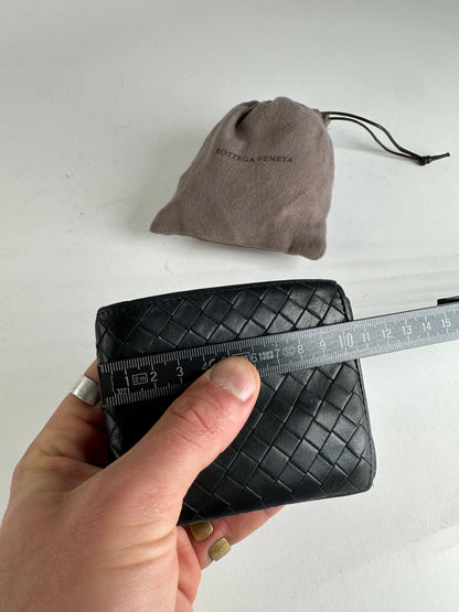 Vintage Bottega Veneta Intrecciato Flap Wallet Black