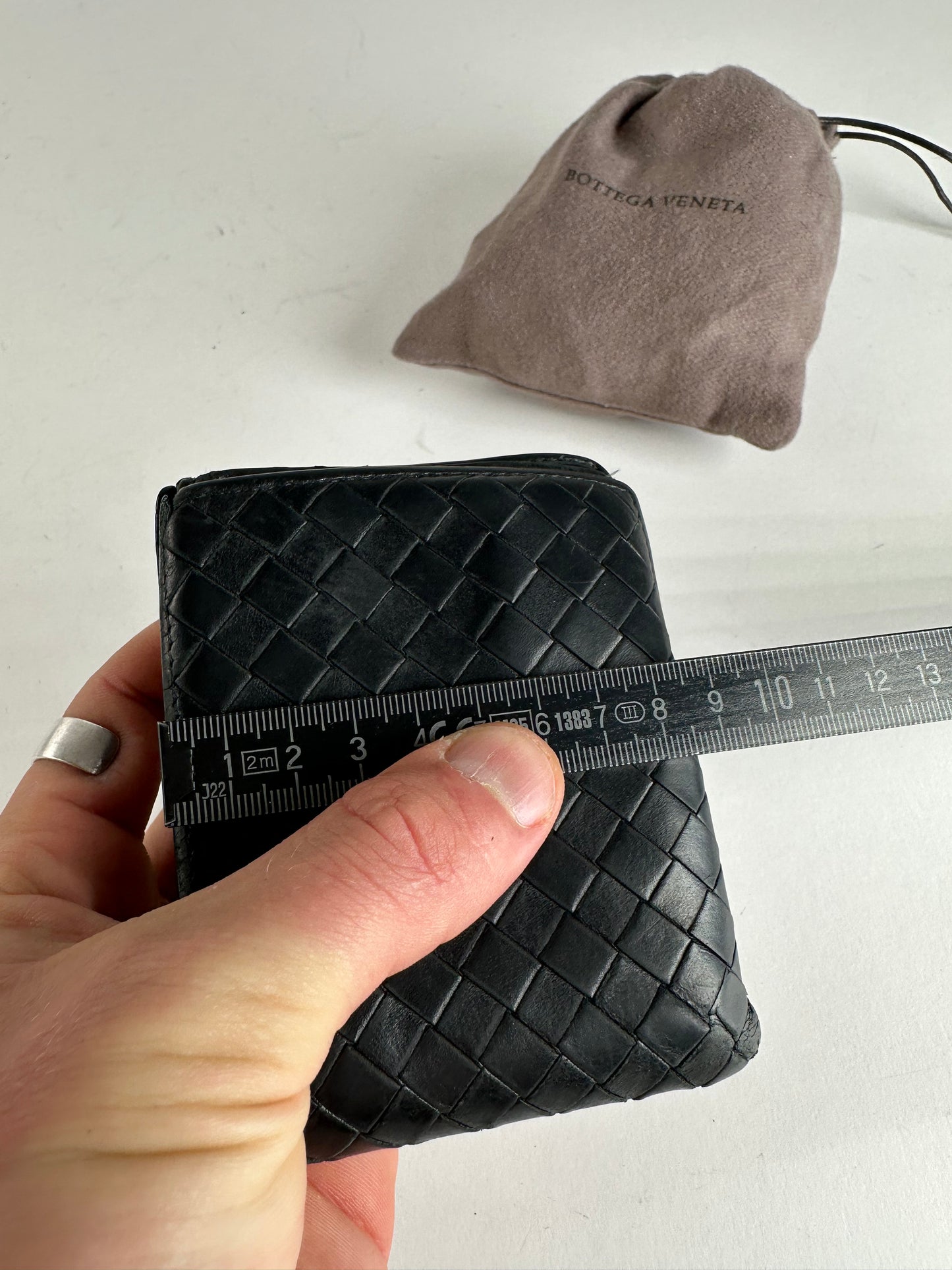 Vintage Bottega Veneta Intrecciato Flap Wallet Black