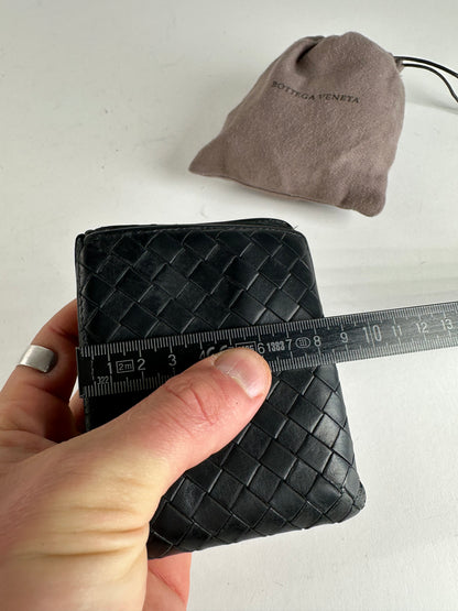 Vintage Bottega Veneta Intrecciato Flap Wallet Black