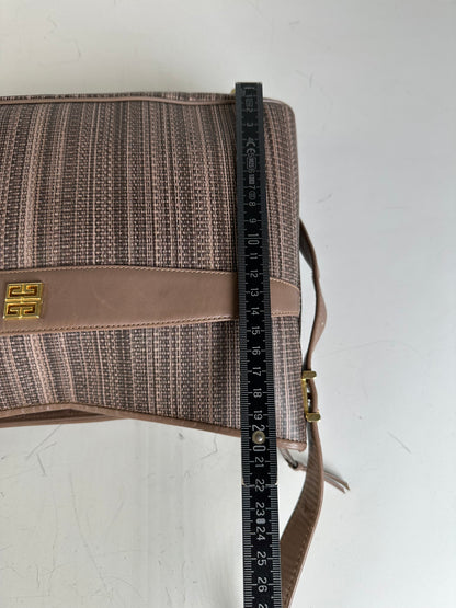 Vintage Givenchy Striped Fabric Shoulder Bag Brown Gold