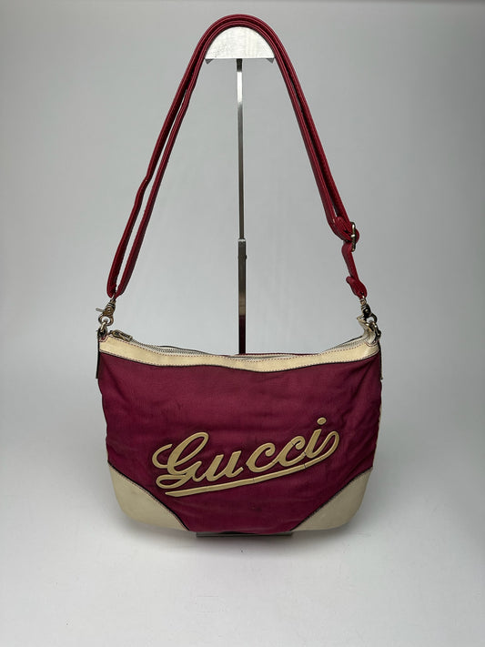 Vintage Gucci logo handbag purple white