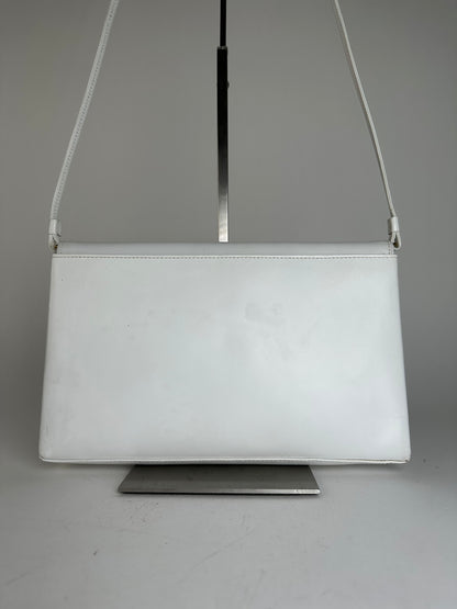 Vintage Givenchy 4G Logo Envelope Shoulder Bag White Leather