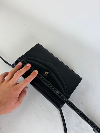 Vintage Givenchy Leather Crossbody Bag Black Gold