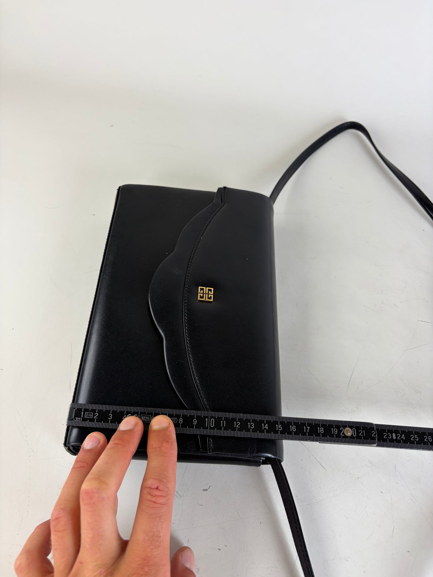 Vintage Givenchy Leather Crossbody Bag Black Gold