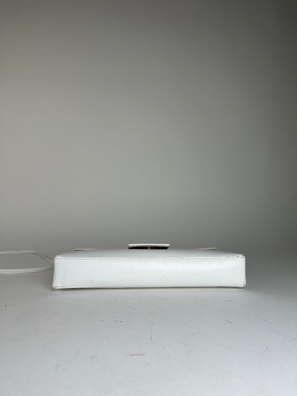 Vintage Givenchy 4G Logo Envelope Shoulder Bag White Leather