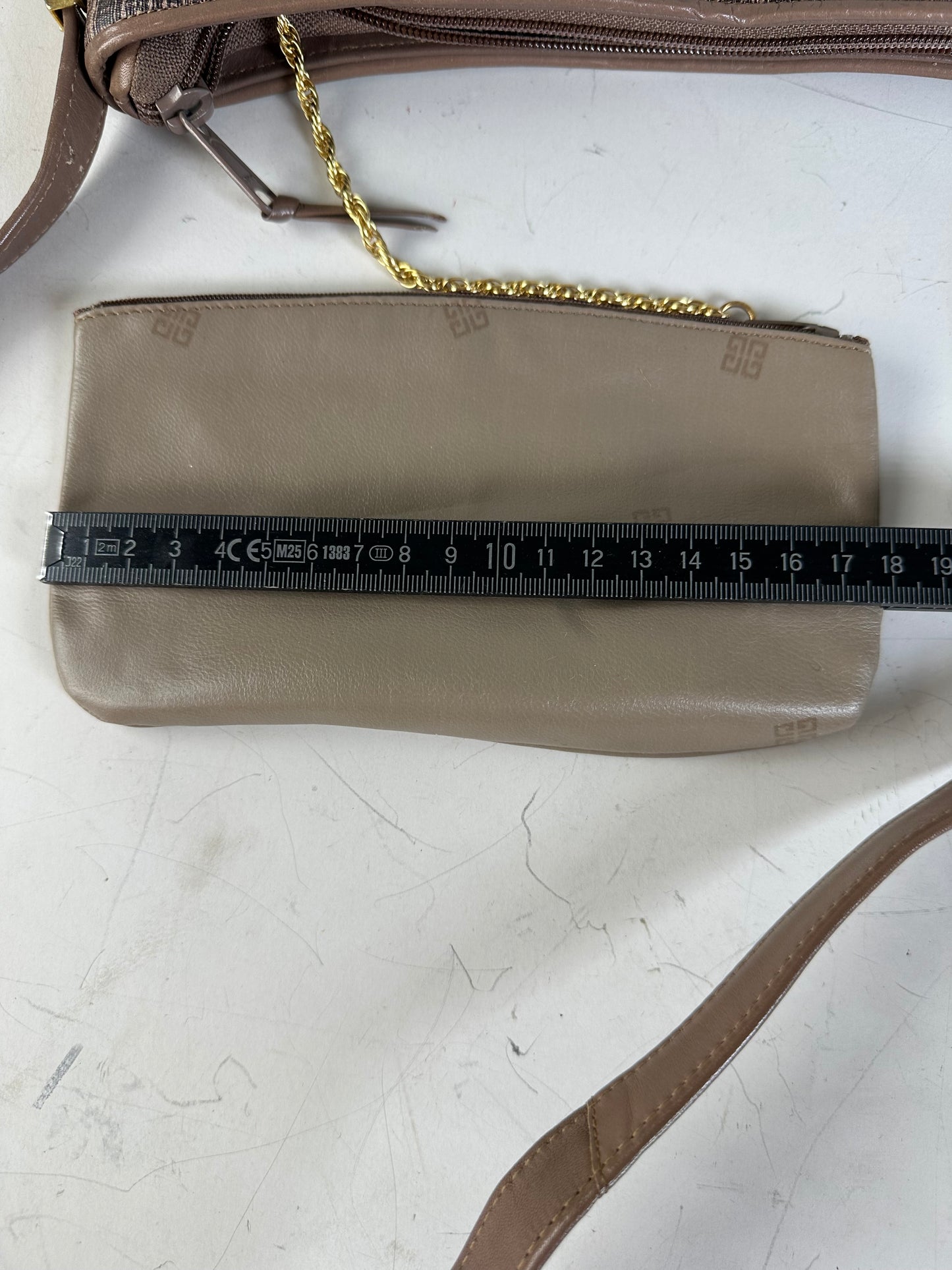 Vintage Givenchy Striped Fabric Shoulder Bag Brown Gold