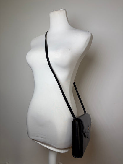 Vintage Givenchy Leather Crossbody Bag Black Gold
