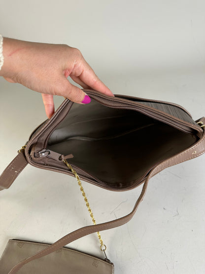 Vintage Givenchy Striped Fabric Shoulder Bag Brown Gold