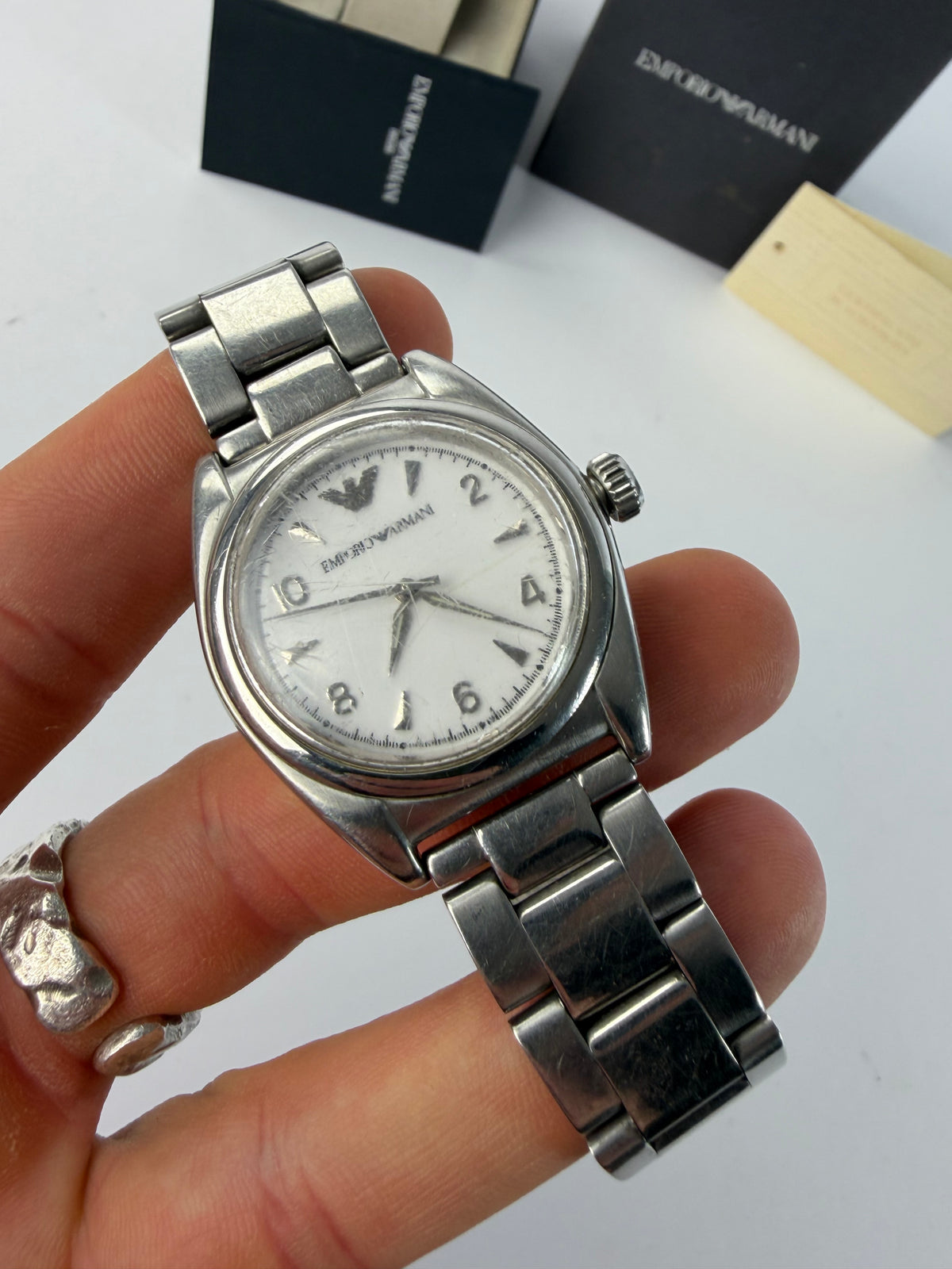 Vintage Emporio Armani Quartz Bracelet Watch Late 1990s Silver