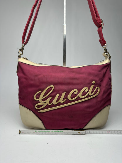 Vintage Gucci logo handbag purple white