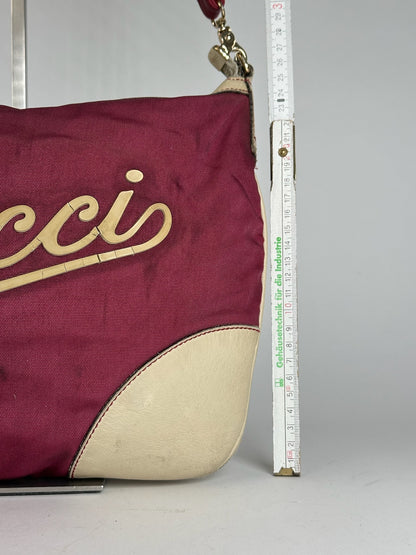 Vintage Gucci logo handbag purple white