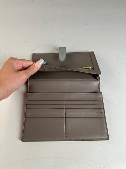 Vintage Celine Textured Leather Wallet Grey Silver