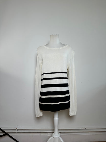 Vintage Salvatore Ferragamo Striped Knit Top Cream Black XL