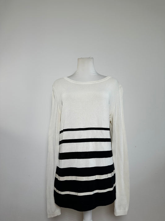 Vintage Salvatore Ferragamo Striped Knit Top Cream Black XL