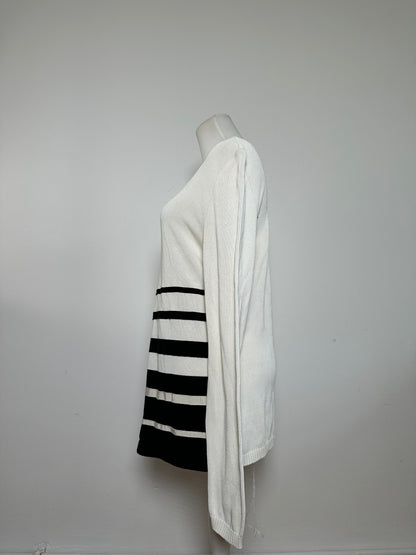 Vintage Salvatore Ferragamo Striped Knit Top Cream Black XL