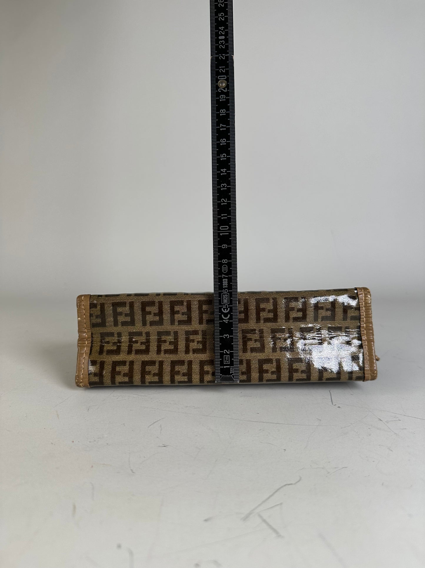 Vintage Fendi FF Monogram Canvas Zip Wallet Brown Beige