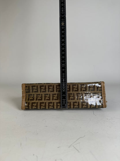 Vintage Fendi FF Monogram Canvas Zip Wallet Brown Beige