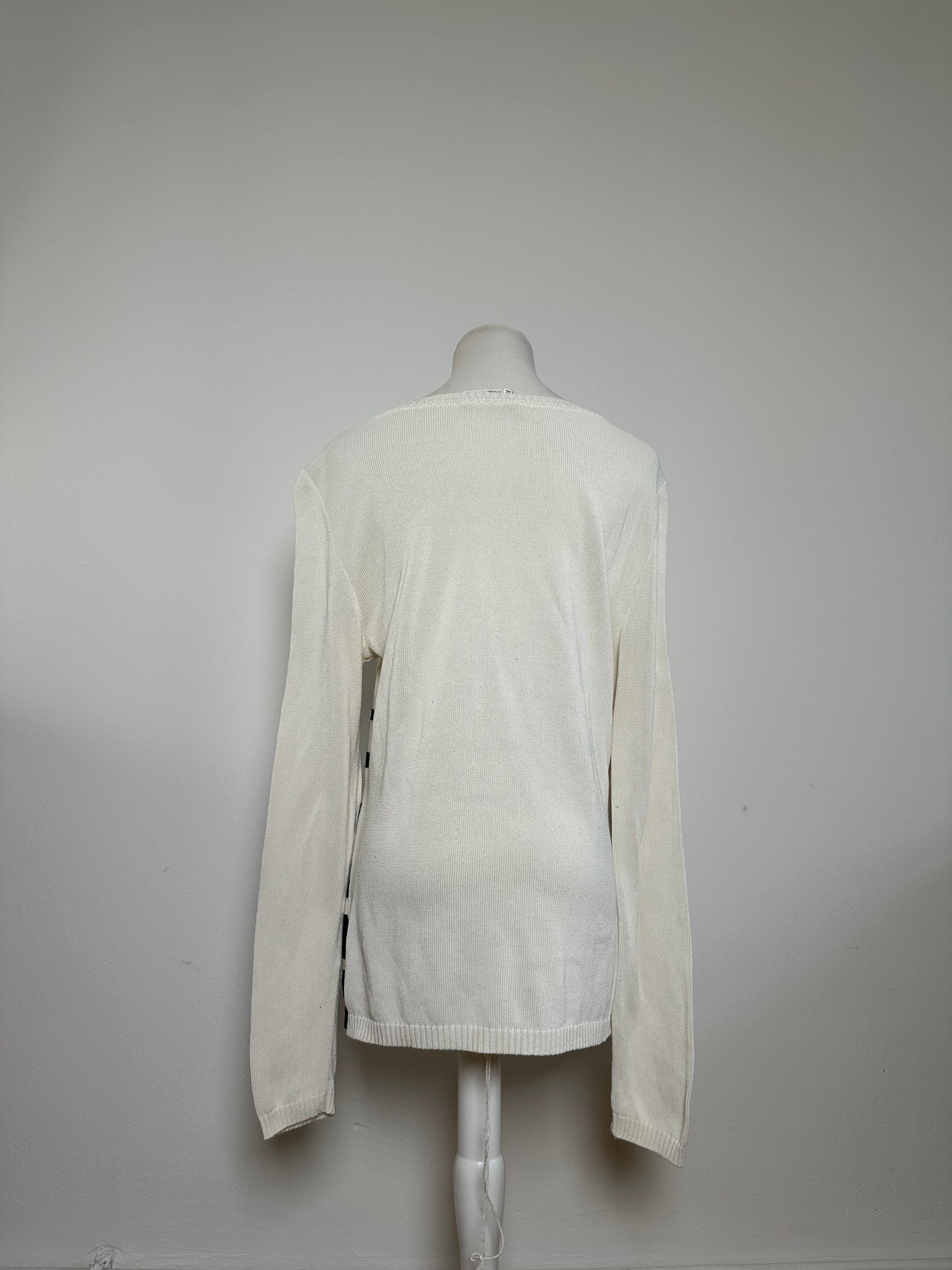 Vintage Salvatore Ferragamo Striped Knit Top Cream Black XL
