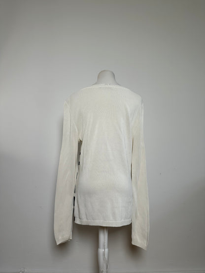 Vintage Salvatore Ferragamo Striped Knit Top Cream Black XL